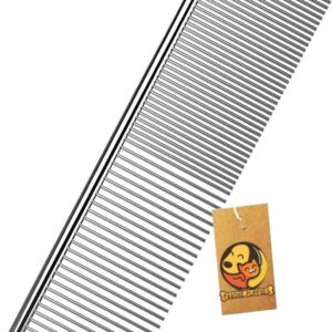 oodie puppies professioneller flacher kamm mit abgerundeten zähnen aus edelstahl zur fellpflege von tierhaaren